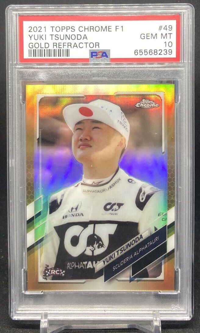 2021 Topps Chrome Formula 1 YUKI TSUNODA Rookie Gold Refractor /50 #49 (PSA 10)