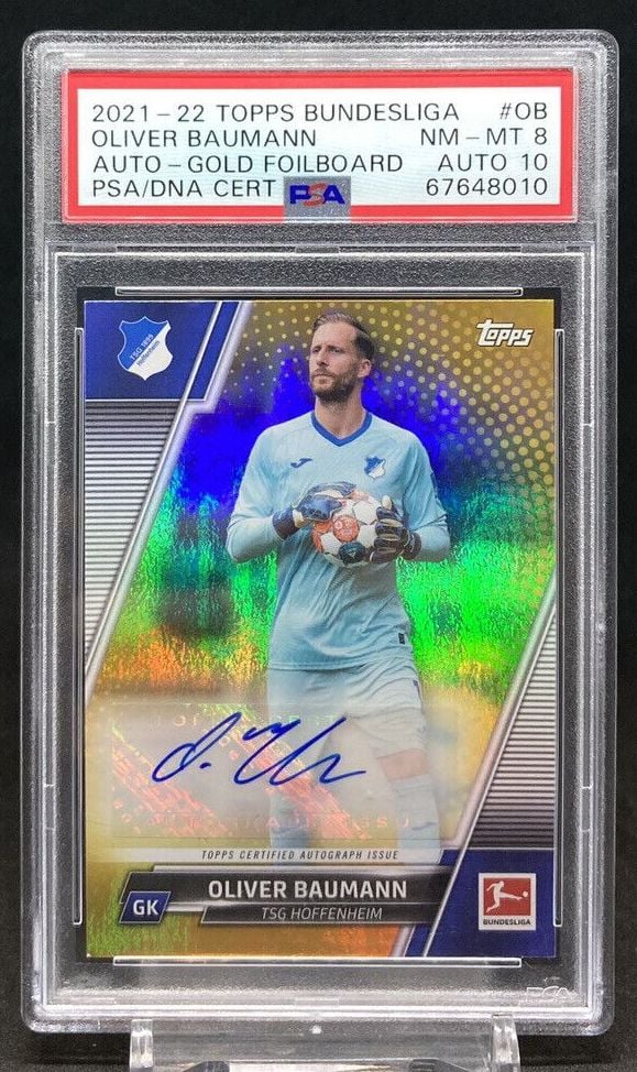 2021-22 Topps Bundesliga OLIVER BAUMANN Gold Foilboard Autograph /25 #OB (PSA 8 / AUTO 10)