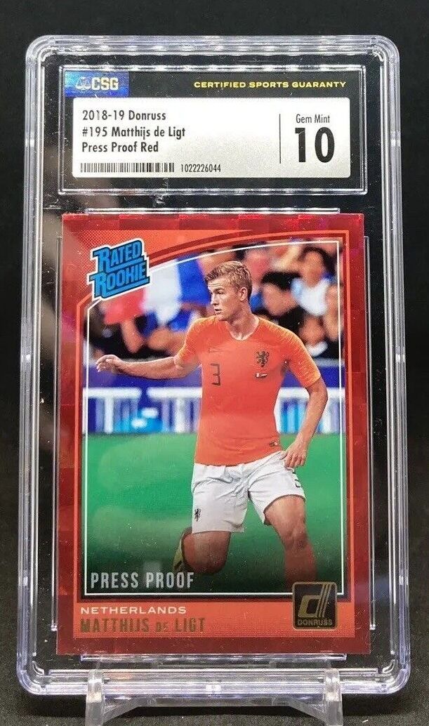 2018-19 Panini Donruss MATTHIJS DE LIGT Rated Rookie Red Press Proof #195 [CSG 10]