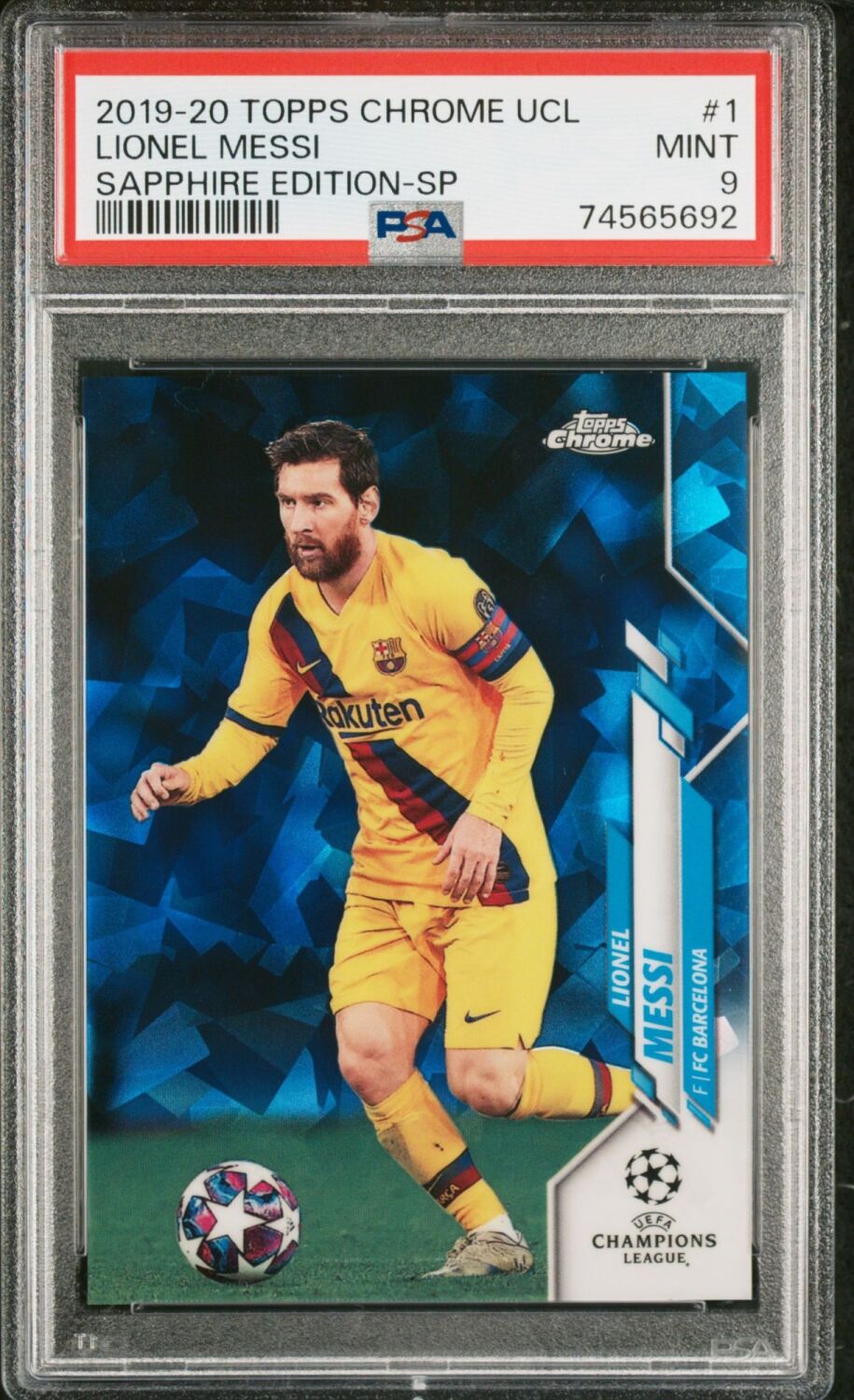 2019-20 Topps Chrome Sapphire LIONEL MESSI Sapphire SP #1 [PSA 9]