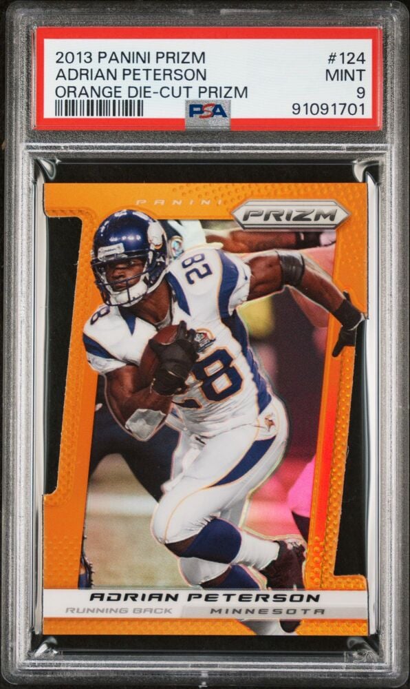 2013 Panini Prizm ADRIAN PETERSON Orange Die-Cut Prizm /50 #124 [PSA 9]