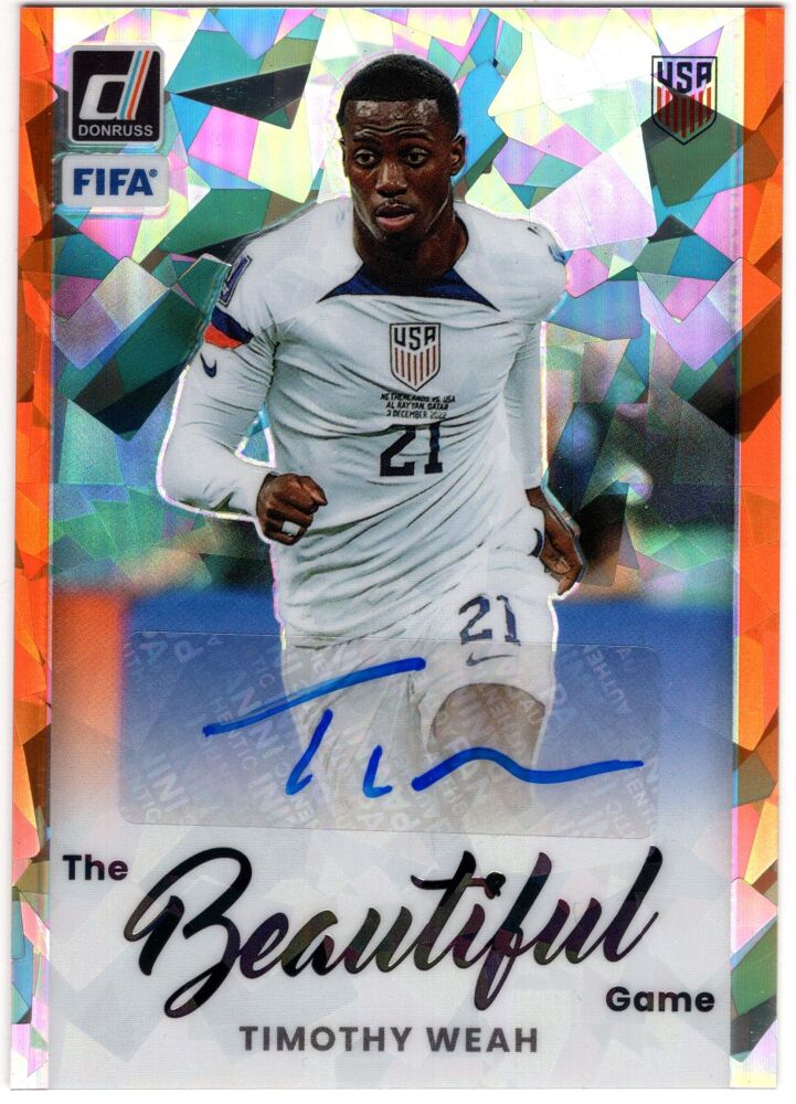 2022-23 Panini Donruss TIMOTHY WEAH Beautiful Game Auto Orange Ice Prizm #BA-TWH