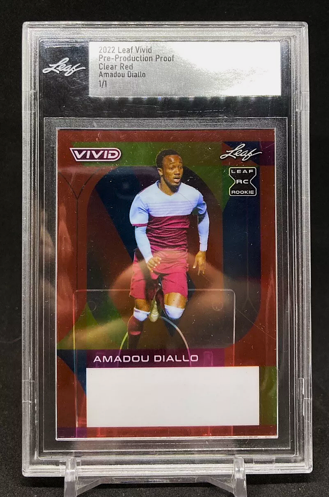 2022 Leaf Vivid Soccer AMADOU DIALLO Rookie XRC Clear Red Pre-Production Proof 1/1