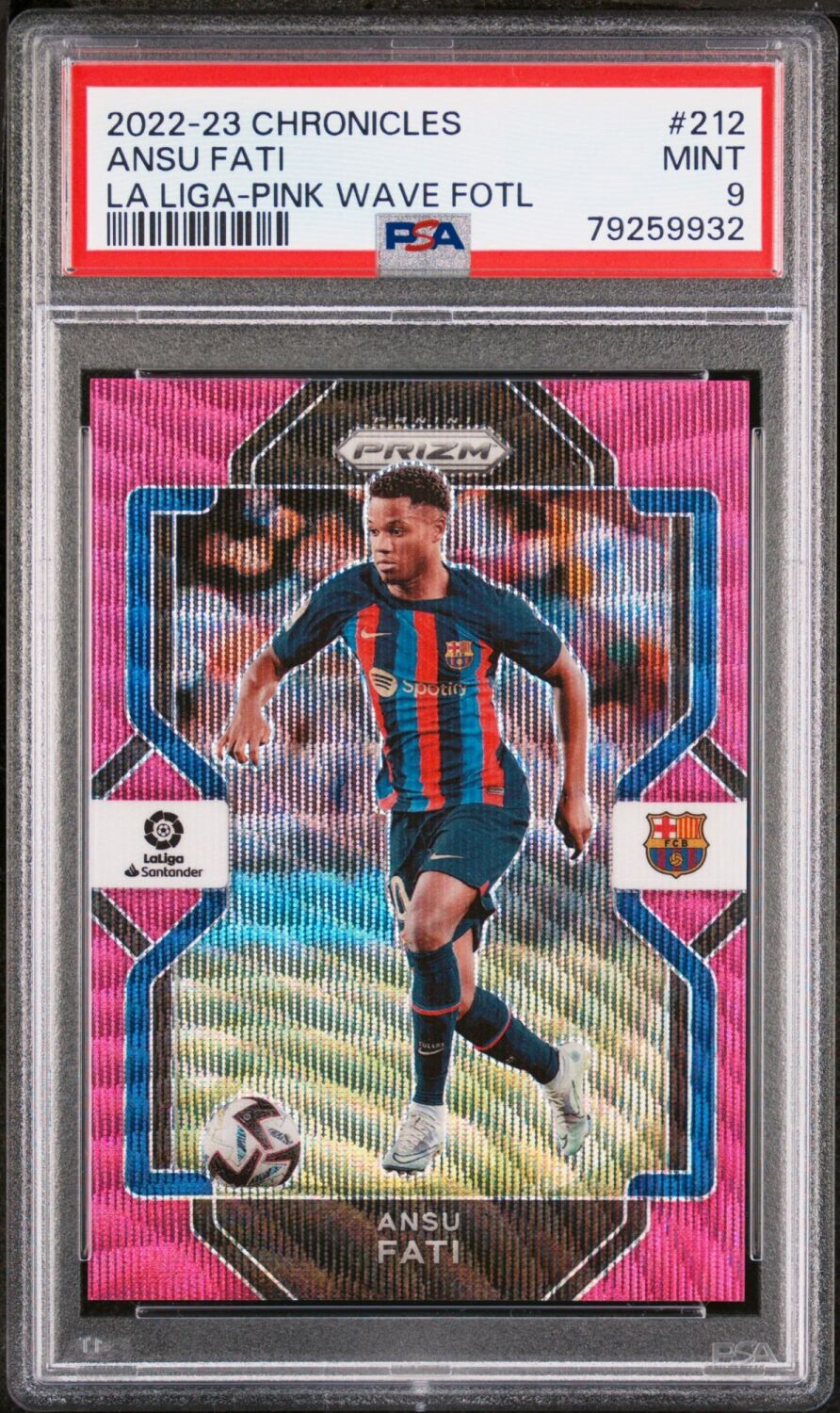2022-23 Panini Chronicles Soccer ANSU FATI Pink Wave Prizm /19 #212 [PSA 9]