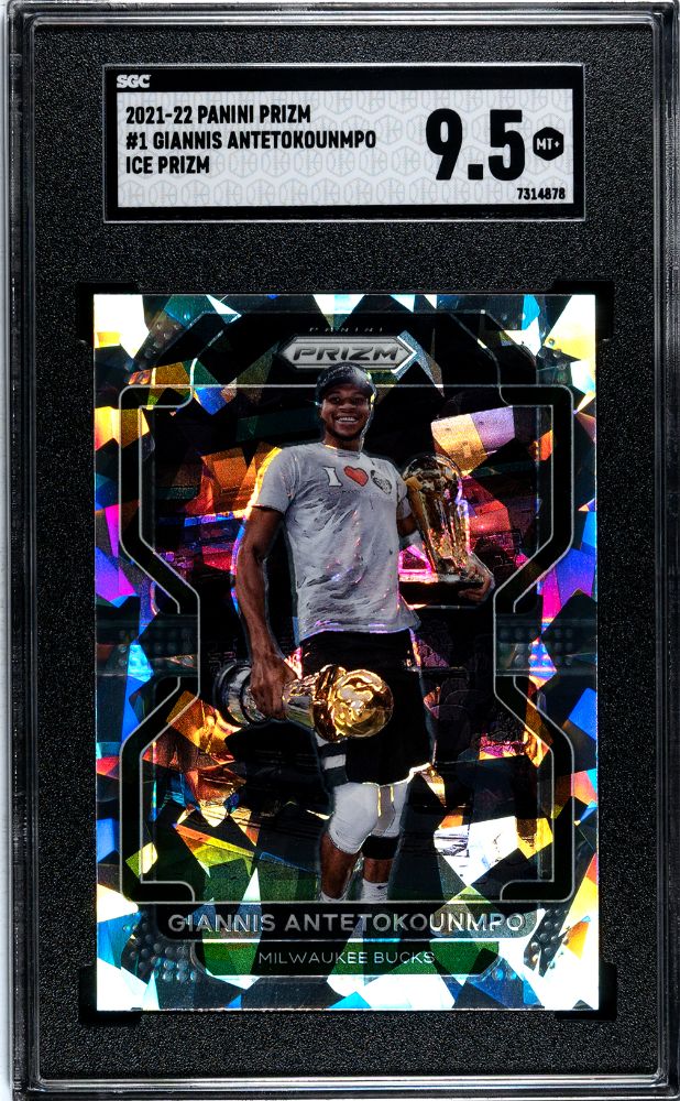 2021-22 Panini Prizm GIANNIS ANTETOKOUNMPO Cracked Ice Prizm #1 [SGC 9.5]