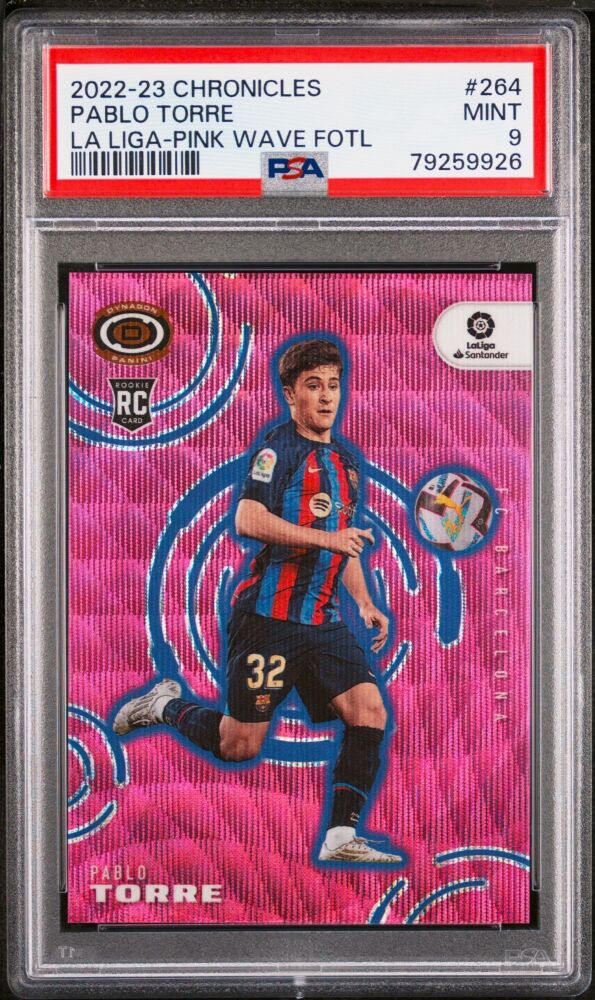 2022-23 Panini Chronicles Soccer PABLO TORRE Rookie Dynagon Pink Wave Prizm /19 #264 [PSA 9]