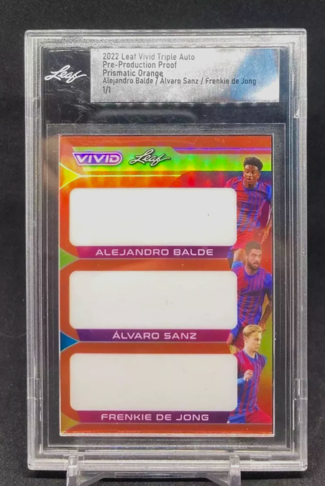 2022 Leaf Vivid ALEJANDRO BALDE / ALVARO SANZ / FRENKIE DE JONG Prismatic Orange Pre-Production 1/1