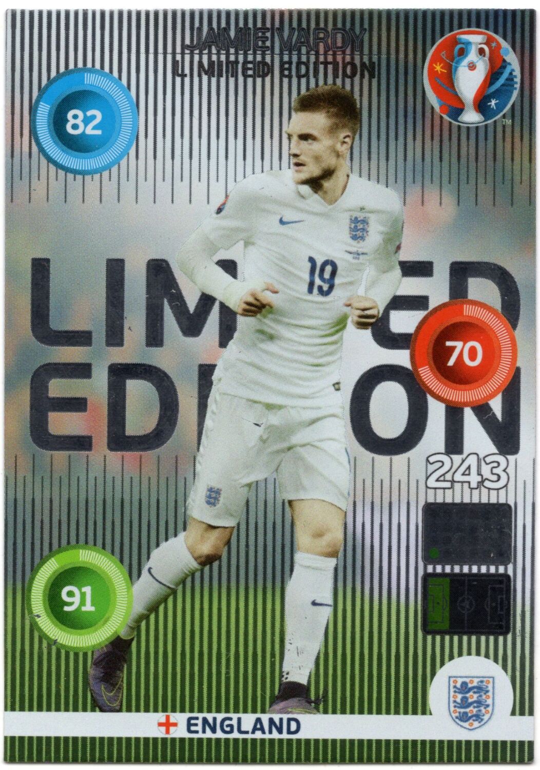 2016 Panini AdrenalynXL Euros JAMIE VARDY Limited Edition #243