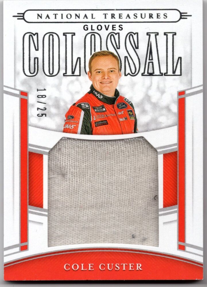 2020 Panini National Treasures Racing COLE CUSTER Colossal Glove Patch /25 #CRU-CB