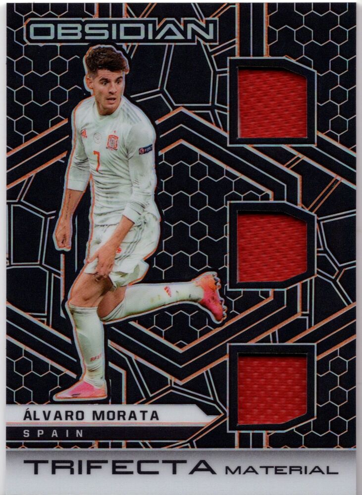 2021-22 Panini Obsidian Soccer ALVARO MORATA Trifecta Material Patch Orange /50 #TM-AMO