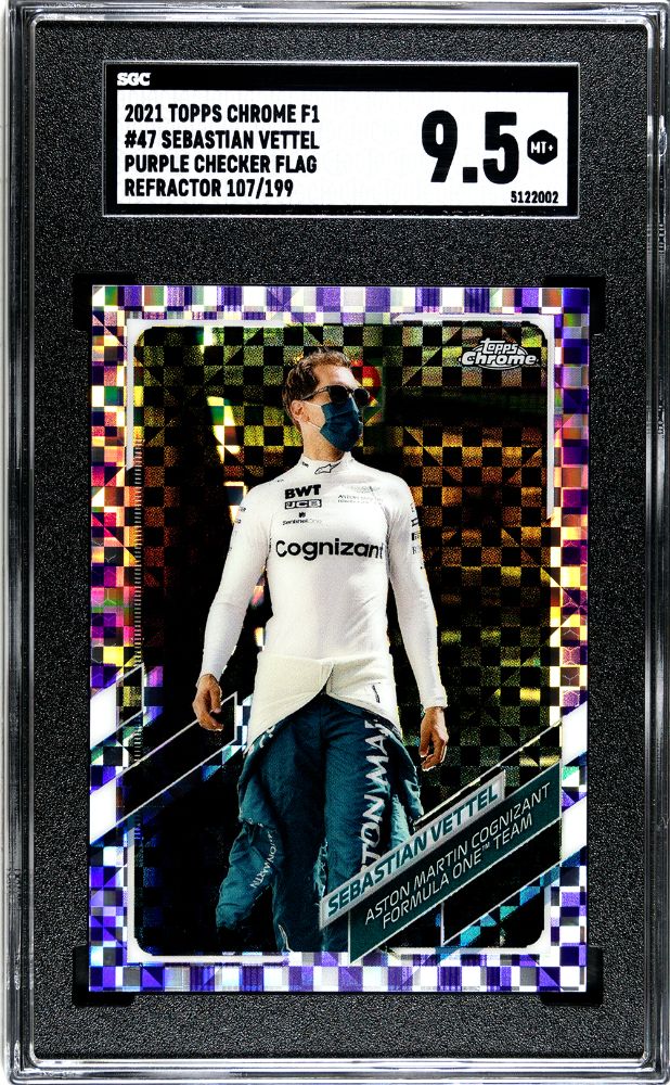 2021 Topps Chrome Formula 1 SEBASTIAN VETTEL Purple Checker Flag Refractor /199 #47 [SGC 9.5]