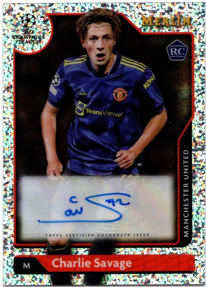 2021-22 Topps Merlin Chrome CHARLIE SAVAGE Rookie Autograph Speckle Refractor /250 #A-CS