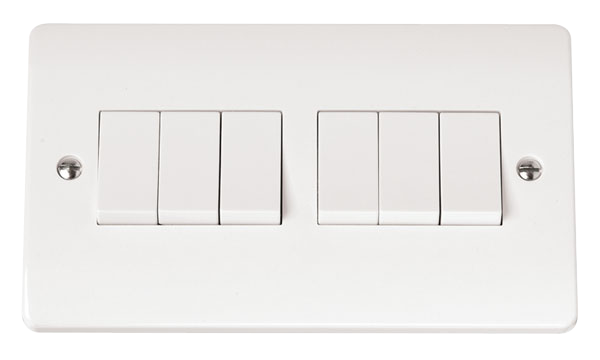 Click Mode 6 Gang 2 Way 10A Plate Switch