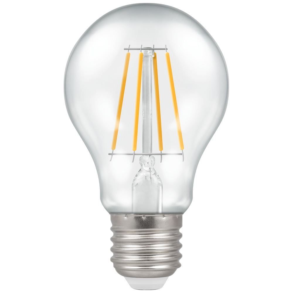 Dimmable LED filament 60mm GLS lamp with clear finish.