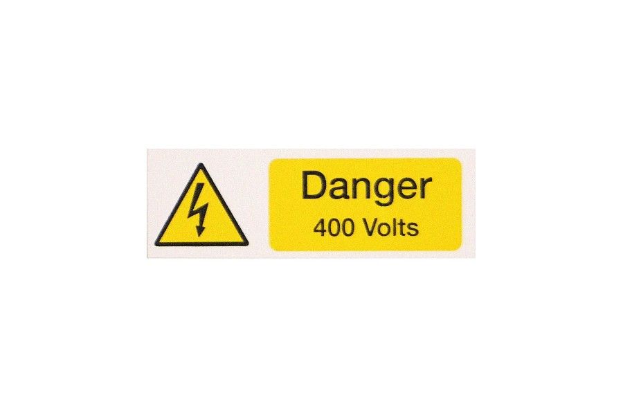 DANGER 400 VOLTS S/A VINYL 75MM X 25MM PACK OF 10 (IS2210SA)
