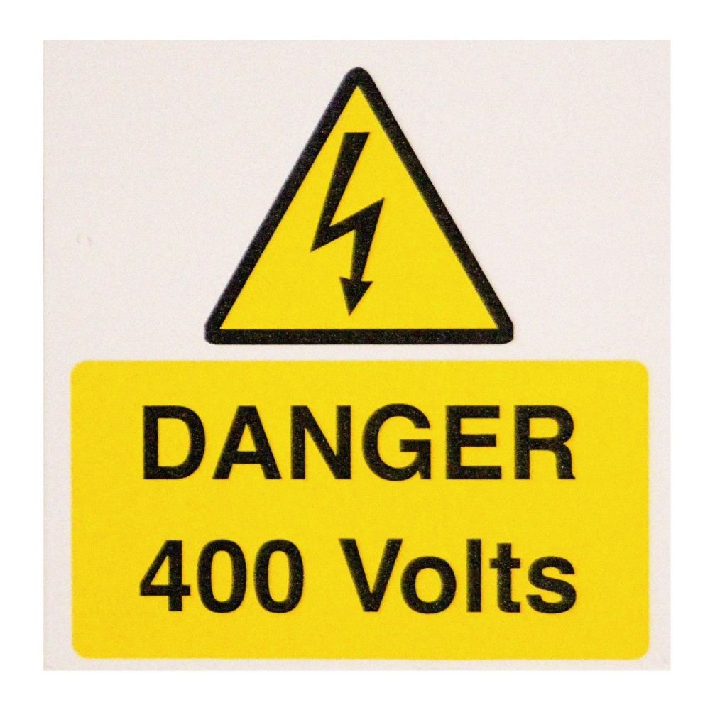 DANGER 400 VOLTS S/A VINYL 75MM X 75MM PACK OF 10 (IS2710SA