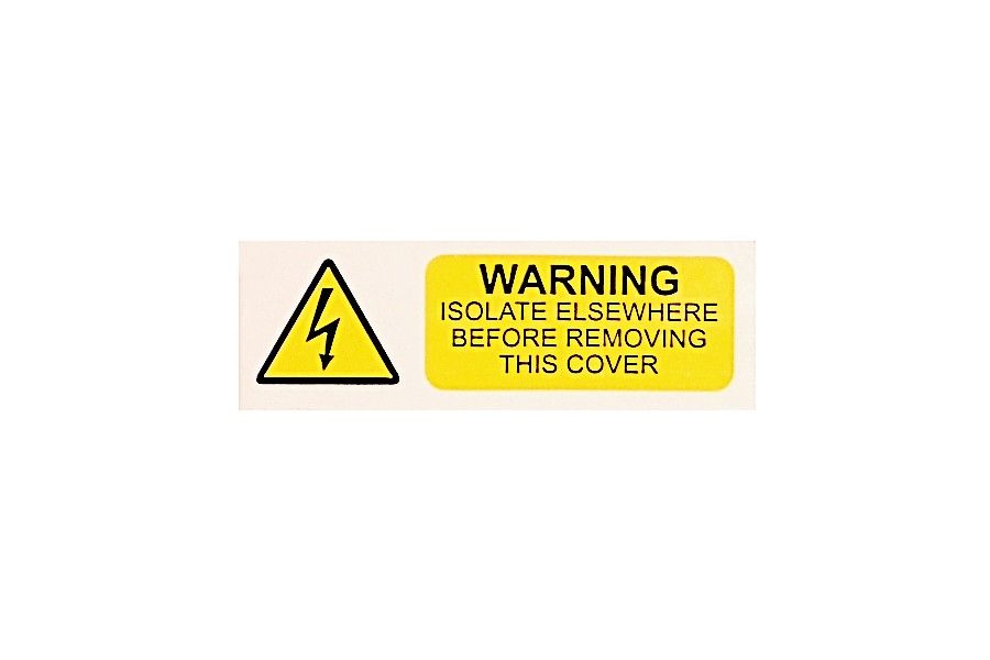 WARNING ISOLATE ELSEWHERE S/A VINYL 75MM X 25MM PACK OF 10 (IS2110SA)