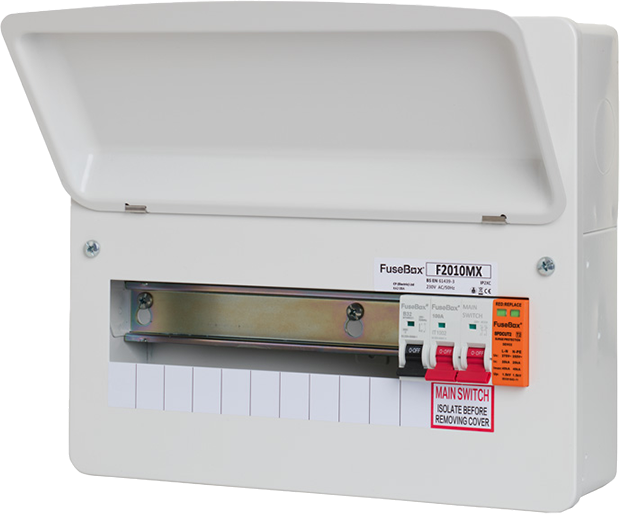 Fusebox 10 Way Consumer Unit with 100A Main Switch and Type 2 SPD