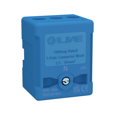 Blue Terminal Block 5P 100A, Terminal Capacity up to 35mm2