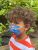 1024 Child face mask blue k-pow fabric - side view