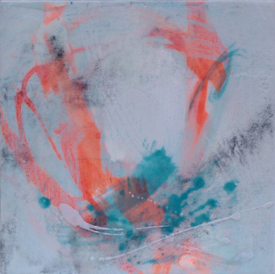 Orange teal and white abstract