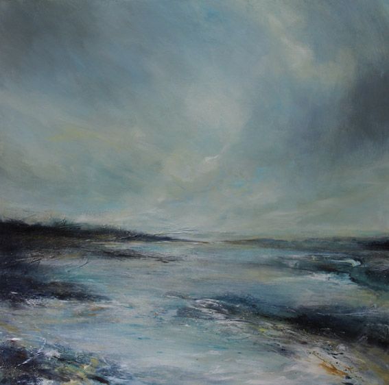 Seascape painting with big sky