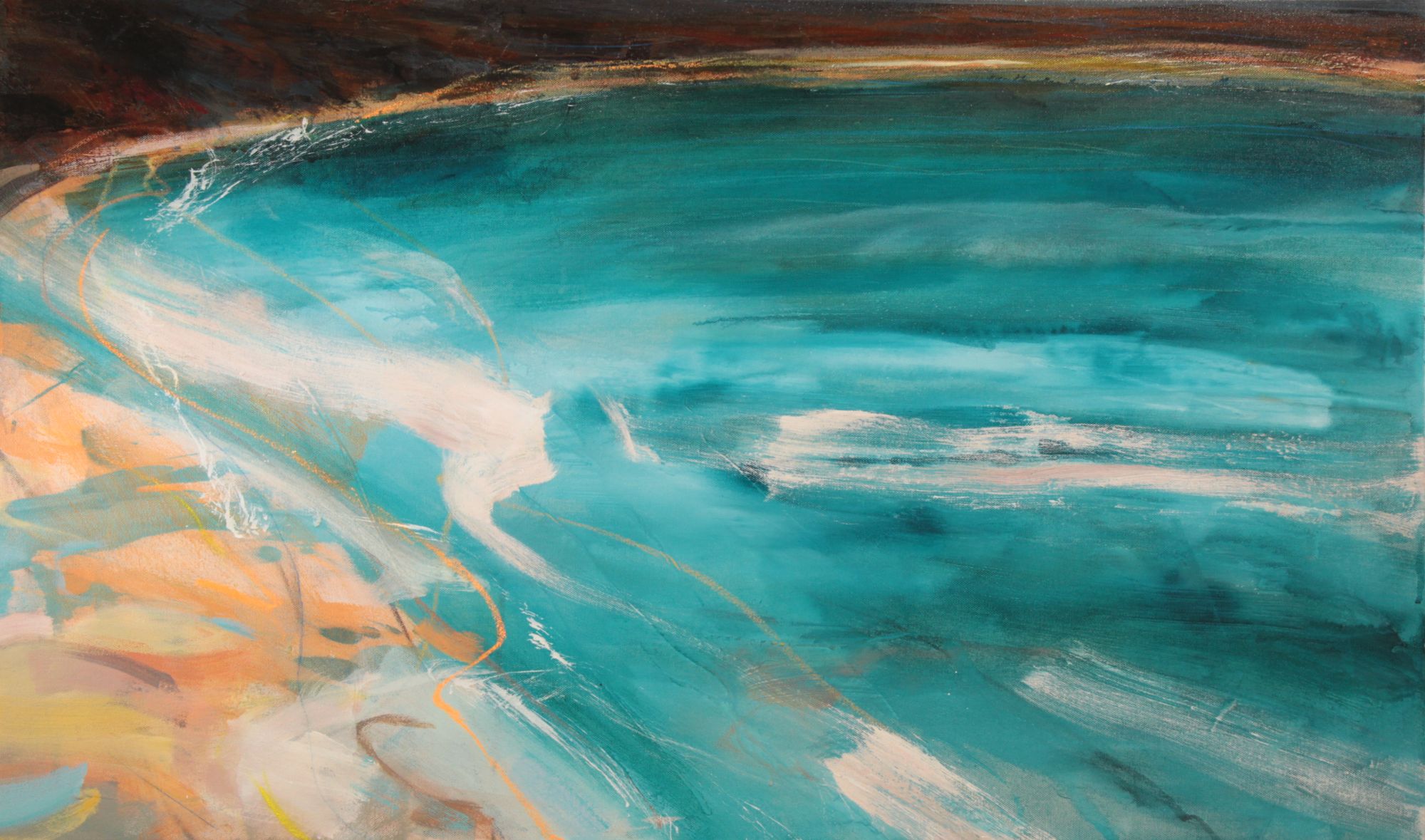 Turquoise sea with edge of land