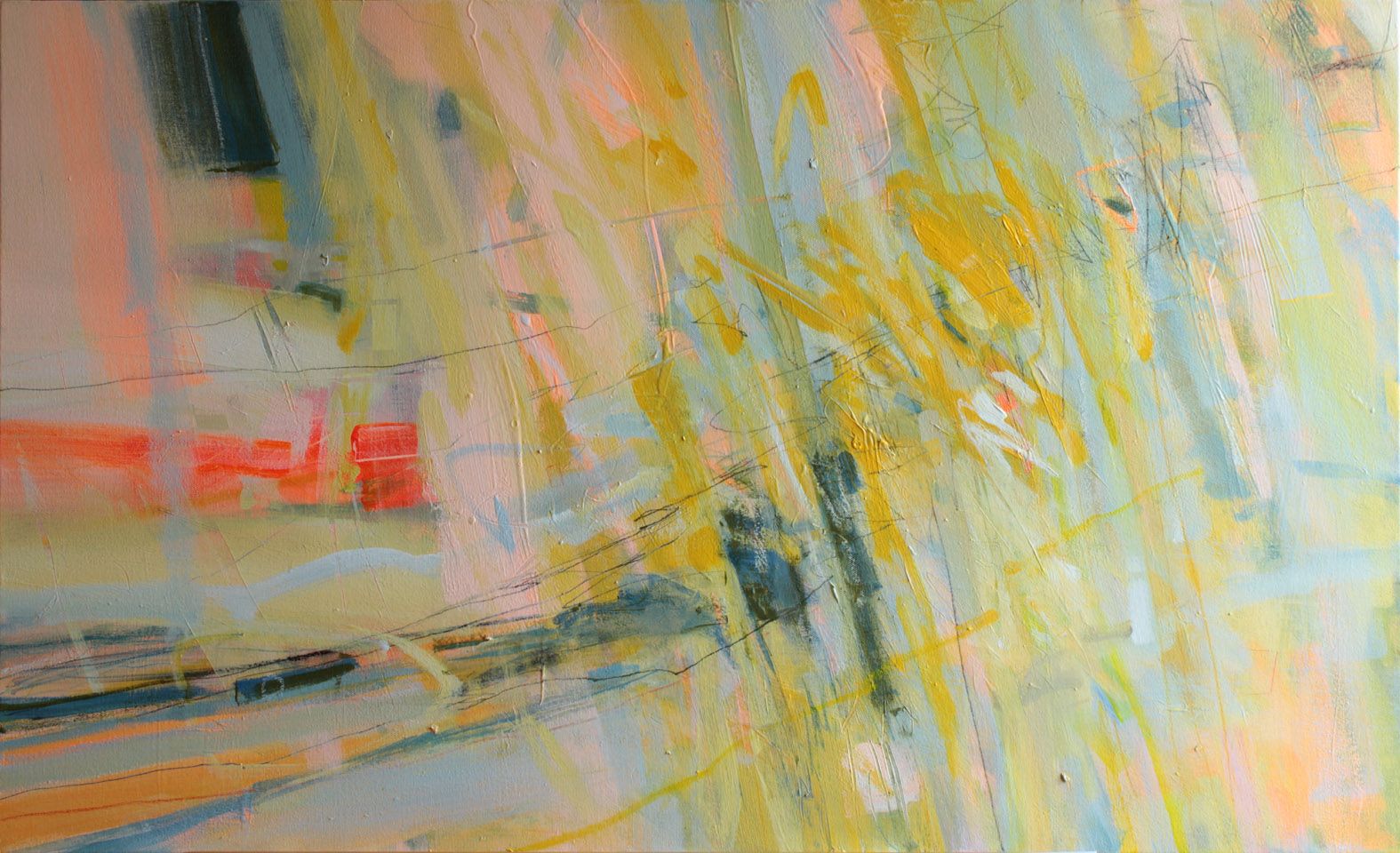 Abstract in yellow and pink