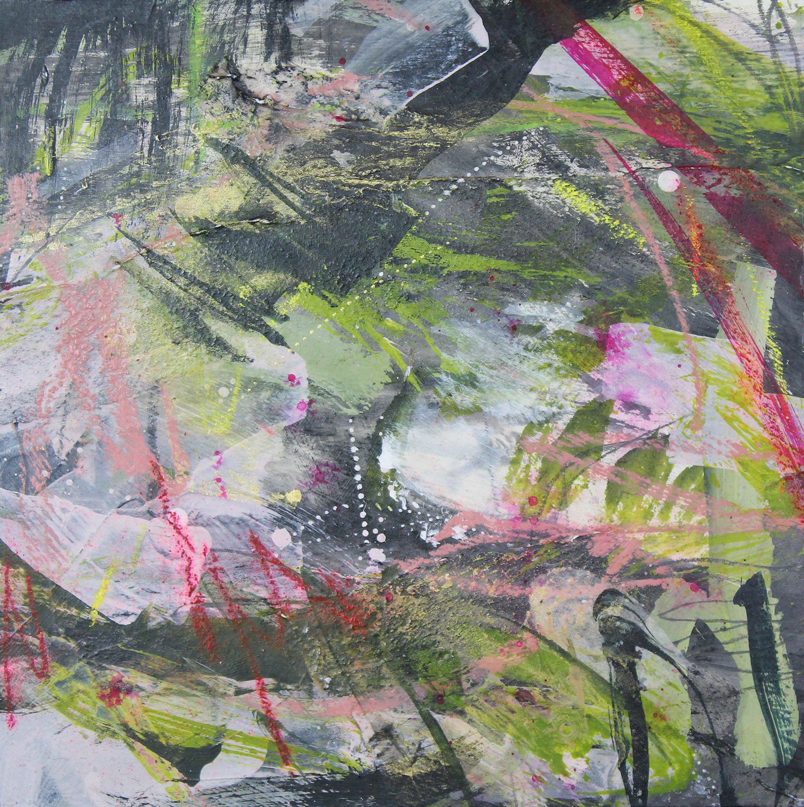 Pink green and black abstract