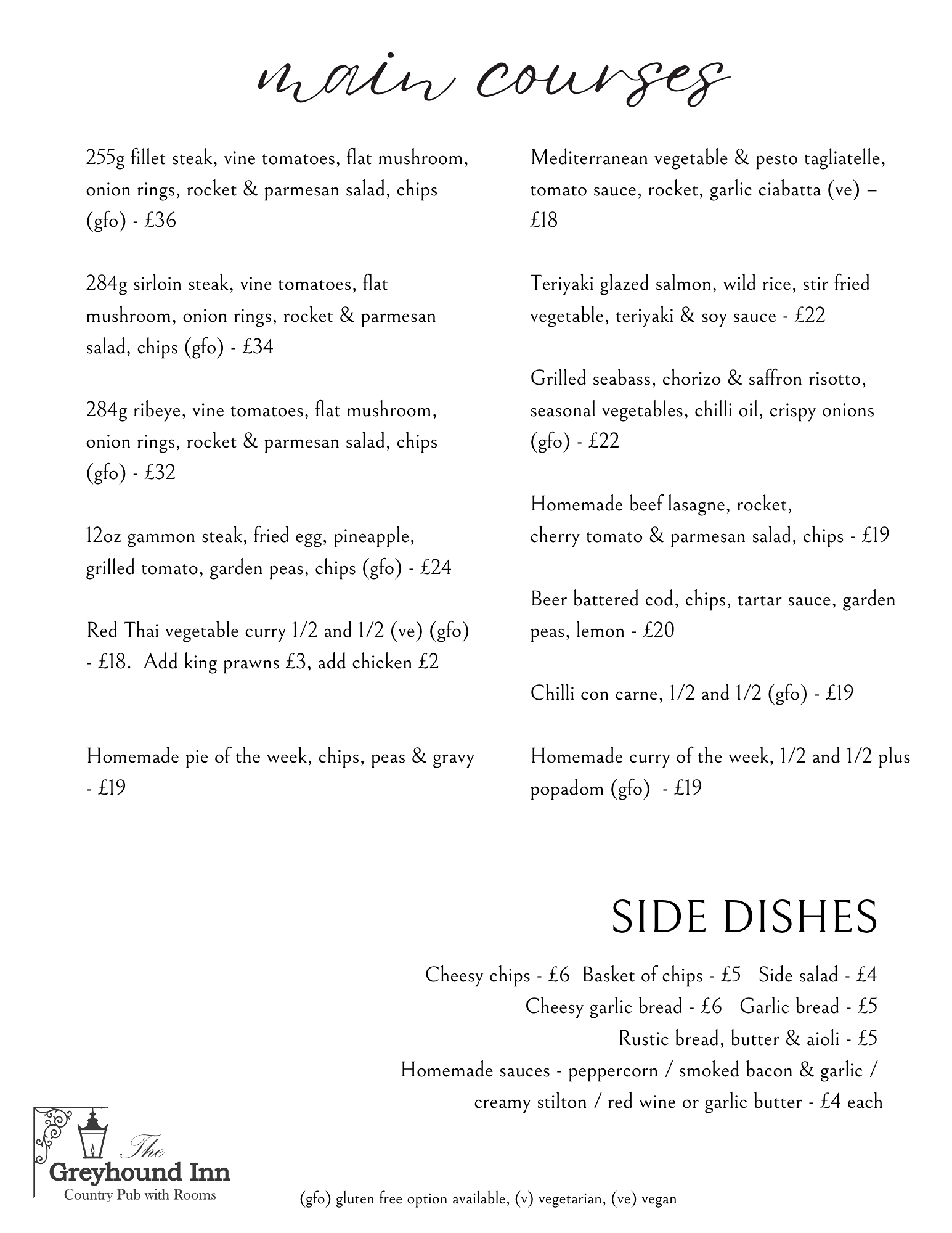 pub food main courses