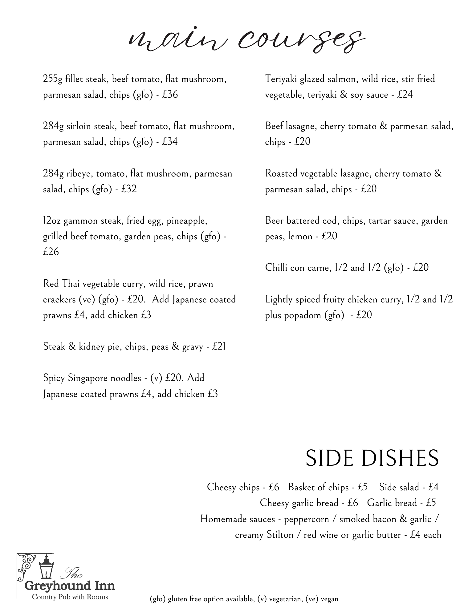 pub food main courses