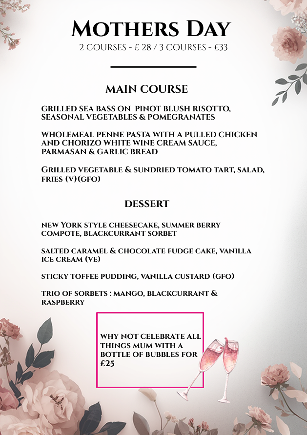 Monthering Sunday menu