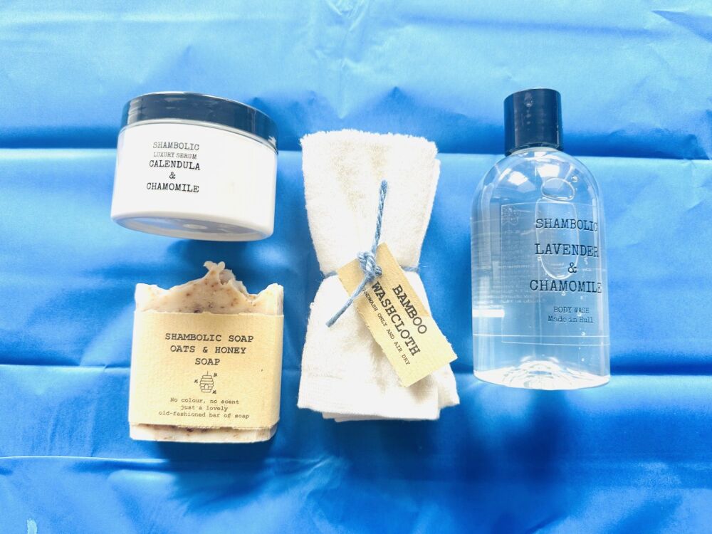 Blue baby shower gift box