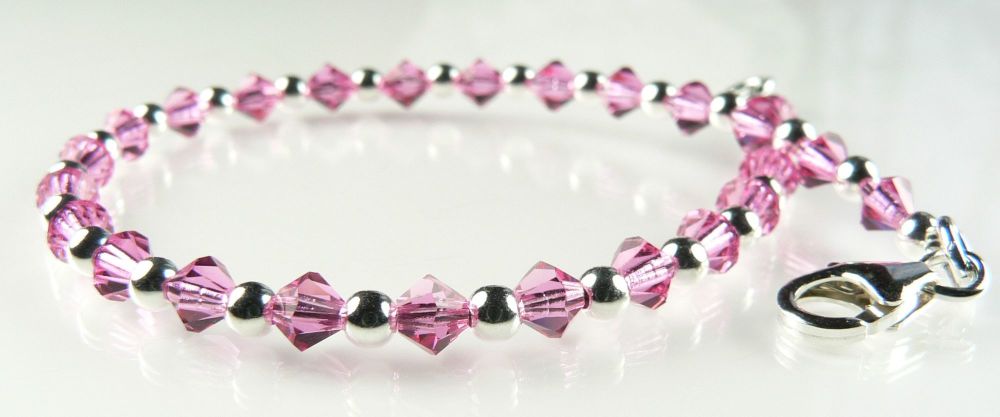 pink Rose Preciosa beaded bracelet