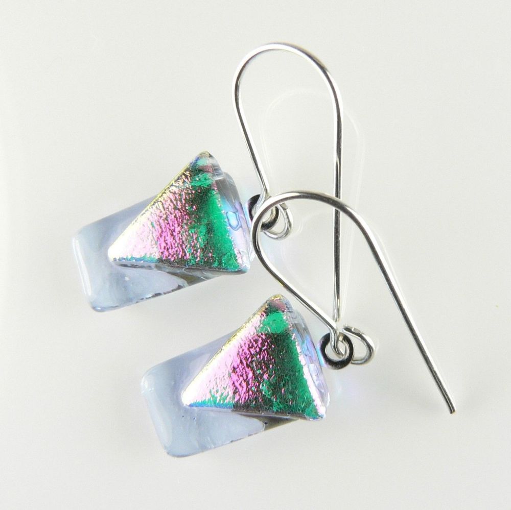 multi-coloured Dichroic glass earrings