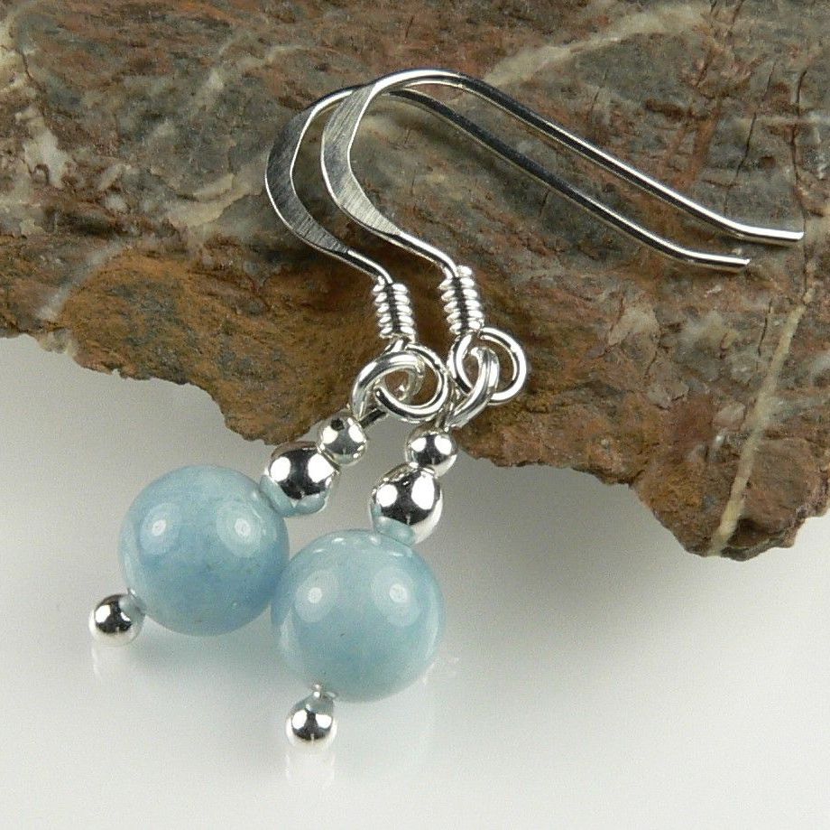 Blue Aquamarine semi-precious stone earrings