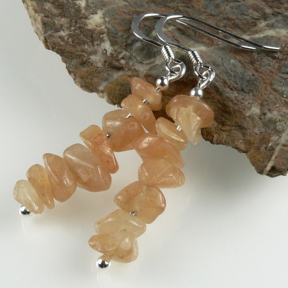 Red Aventurine semi-precious stone earrings