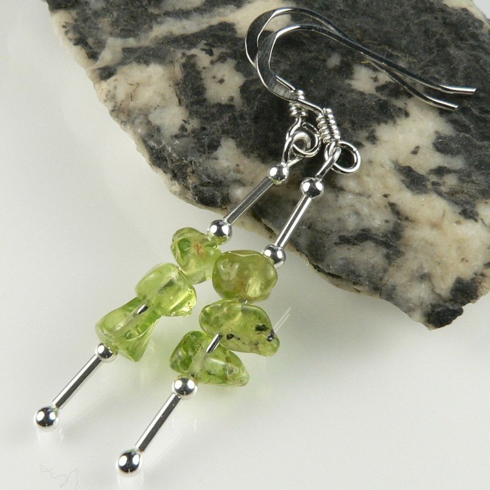 green Peridot semi-precious stone earrings