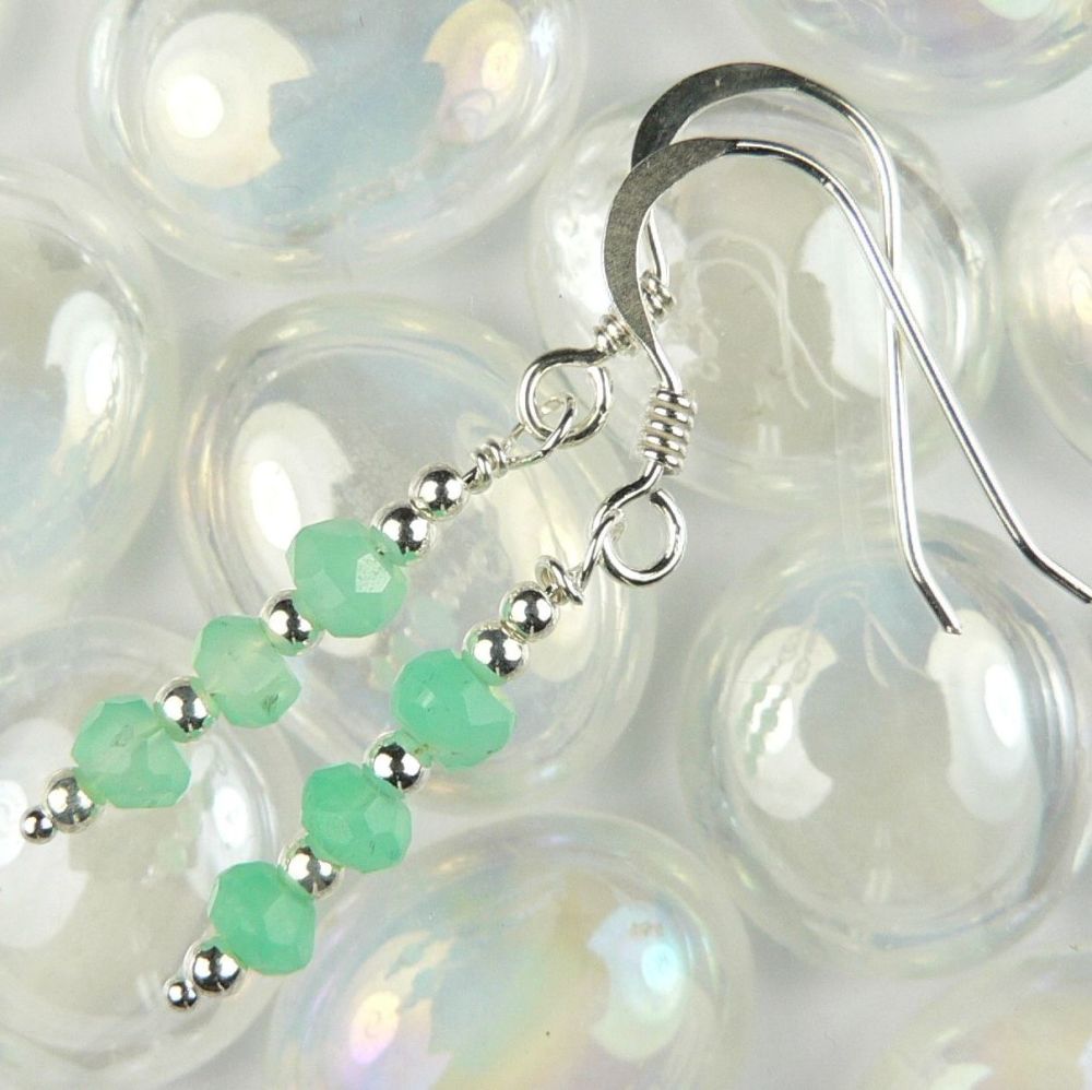 green Chrysoprase semi-precious stone earrings