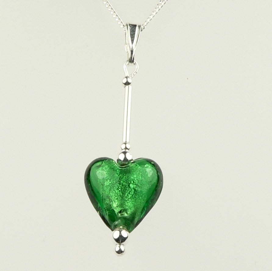 emerald green silver-foil heart pendant