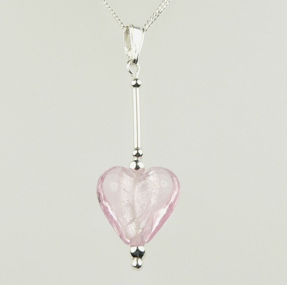 pale pink silver-foil heart pendant