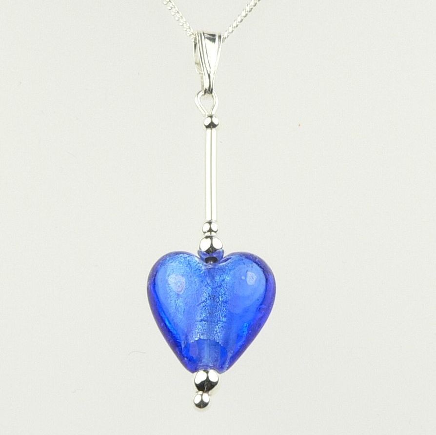 blue silver-foil heart pendant