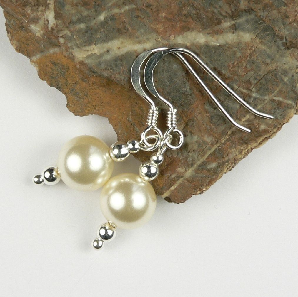 earrings made with Swarovski pearls