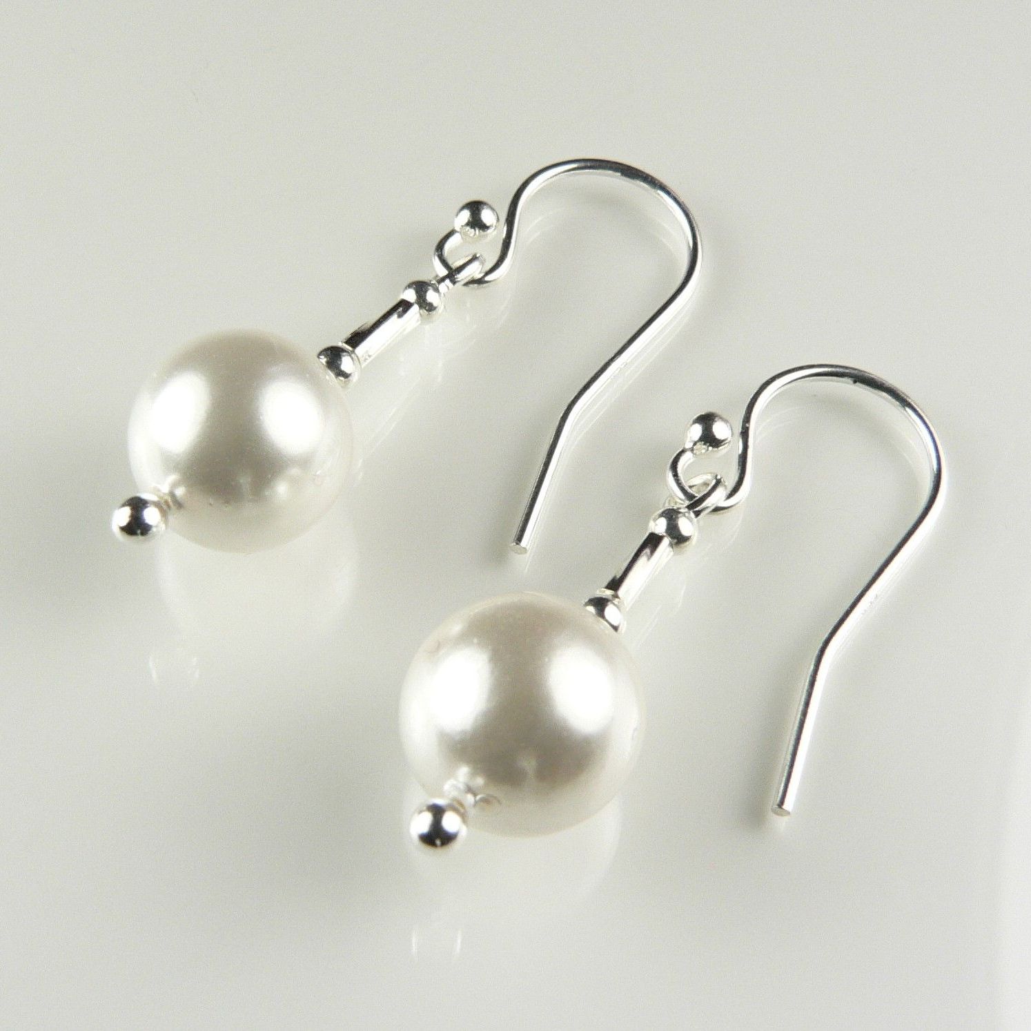 Sterling silver and shell pearl drop earrings on french wires