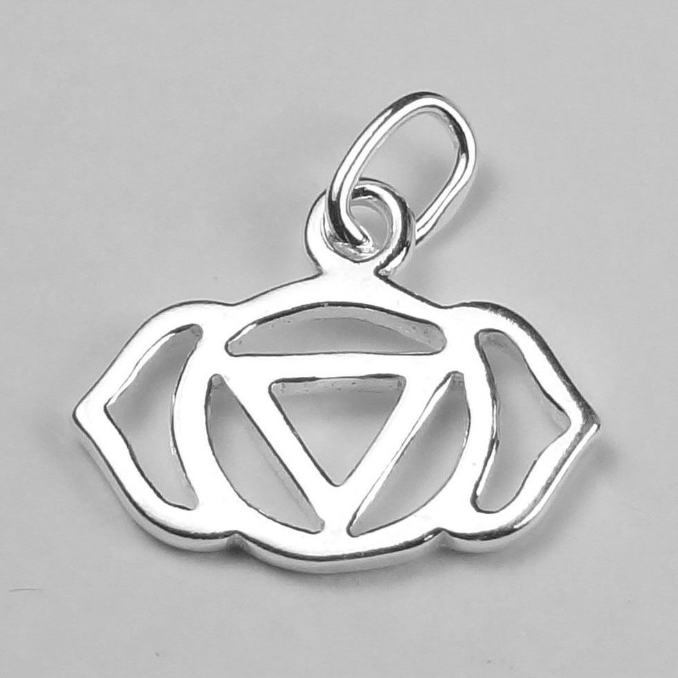 With/out 16 inch or 18 inch fine curb chain, sterling silver Third Eye Chakra pendant (12mm), in a gift box