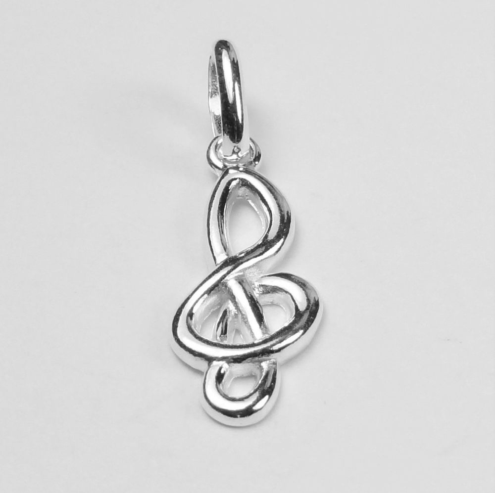 With/out 16" or 18" fine curb chain, sterling silver 18mm treble clef pendant, in a gift box