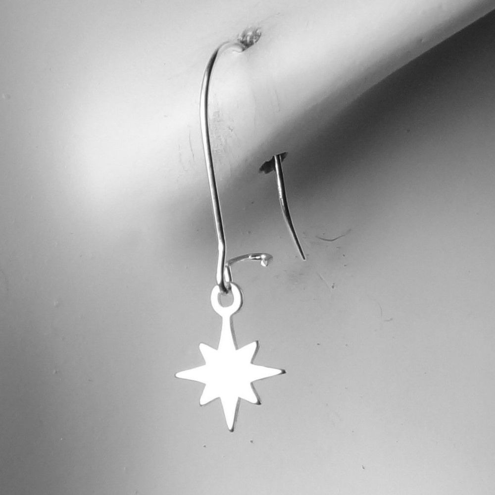 Sterling silver earrings with 9mm Pole Star charms, on either fish or kidney wires, in a gift box