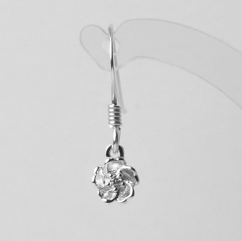 Sterling silver earrings with dainty 5mm flowers with Cubic Zirconia stones, on either fish or kidney wires, in a gift box