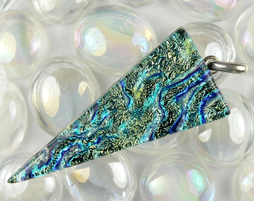 green blue dichroic glass pendant