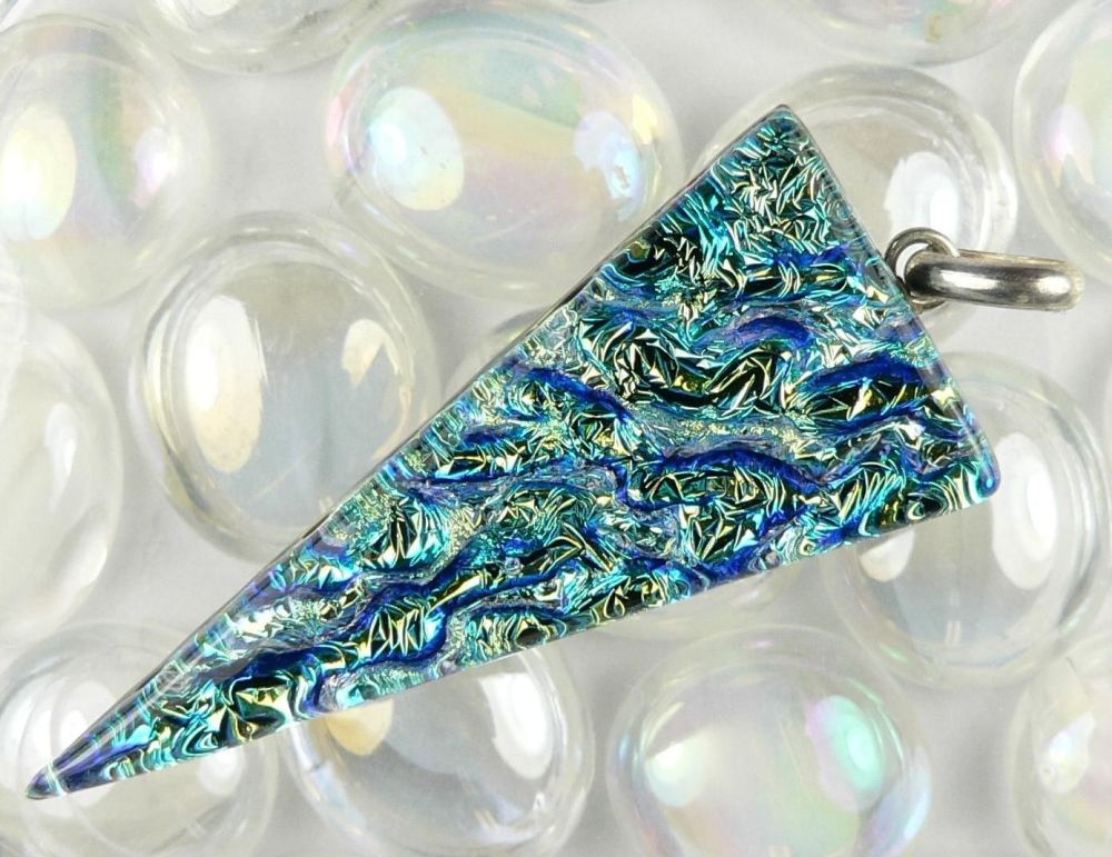 green blue dichroic glass pendant